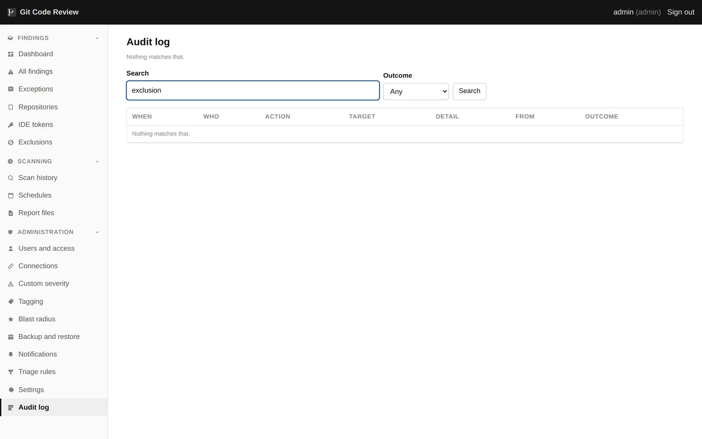 An audit event, opened. The whole detail of one event, with a link to whatever it names. Enough to answer "who set this aside, and what did they say" without opening the database.